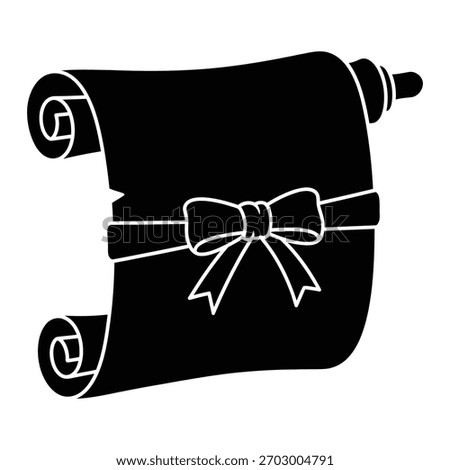 Rolled document parchment with ribbon bow icon Vector, illustration