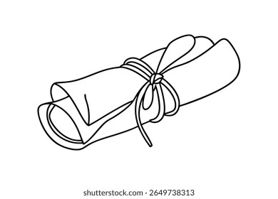 Rolled document tied with ribbon scroll paper