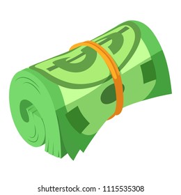 Rolled dollars icon. Isometric of rolled dollars vector icon for web design isolated on white background