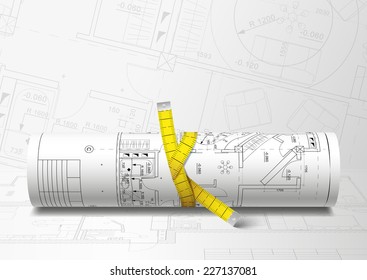 Rolled drafs. Vector illustration