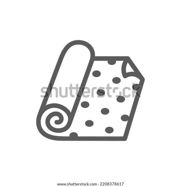 Rolled Fabric Roll Wallpaper Isolated Monochrome Stock Vector (Royalty