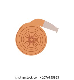 Rolled up fire hose - equipment for extinguishing with water isolated on white background. Flat vector illustration of element for firefighting and rescue service working.