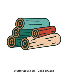 Rolled firewood for camping gear and outdoor survival