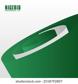 Flaghintergrund aufgerollt. einfaches Design für Nigeria Independence Day