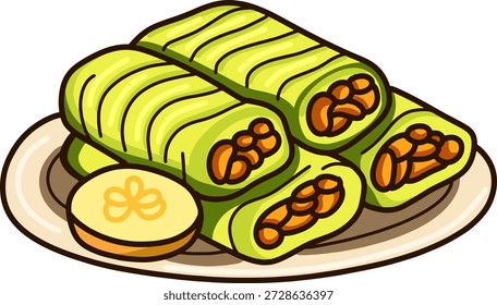 Rolled Green Snack Banana Leaf Snack
