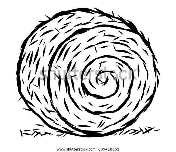 Rolled Hay Cartoon Vector Illustration Black Stock Vector Royalty Free