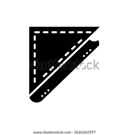 Rolled Hem Corner with Stitch Line - Black Icon