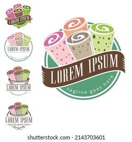 Rolled Ice cream or Fried Ice cream illustration for logo, design element, infographic or any other purpose.