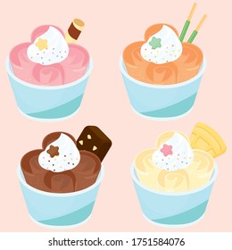 Rolled Ice Creams with Topping