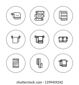 Rolled icon set. collection of 9 outline rolled icons with measure tape, measuring tape, towel icons. editable icons.