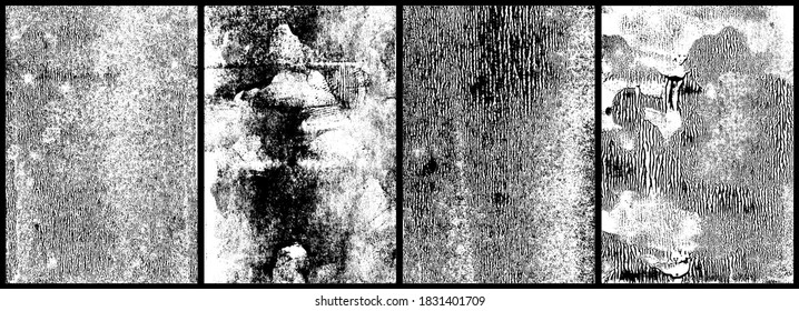 Texturas de tinta rodada. Conjunto de 4 texturas vectoriales de alta calidad tomadas de exploraciones de alta resolución