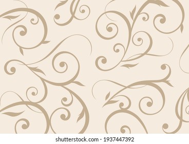 Rolled Ivy Pattern Beige Illustration