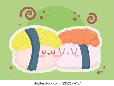 rolled kawaii sushi vector design