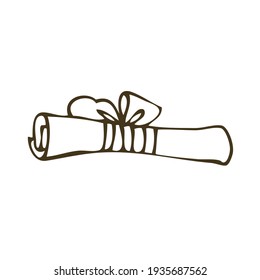 Rolled up letter with bow doodle icon vector illustration