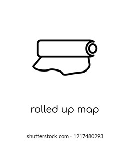 Rolled Up Map icon. Trendy modern flat linear vector Rolled Up Map icon on white background from thin line Maps and Locations collection, editable outline stroke vector illustration