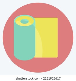 Rolled Mat Icon in trendy flat style isolated on soft blue background