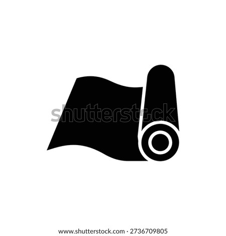 Rolled Mat Icon Yoga Mat Or Fabric Roll Symbol - Minimal Vector ,Glyph Style, UI UX App Web Design, Wellness Nature Spa Branding Icon