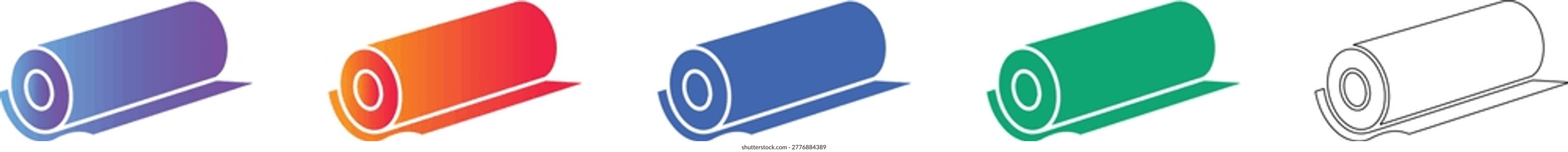 Rolled Material Cylinder Icon Set vol 2500