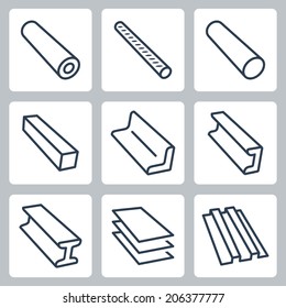 Rolled Metal Products Vector Icons Set