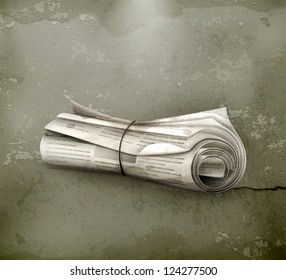 Rolled Newspaper, old-style vector