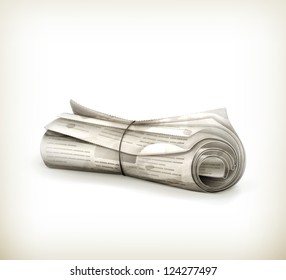 Rolled Newspaper, Old-style Vector Isolated