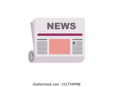Rolled newspaper. Simple flat illustration.