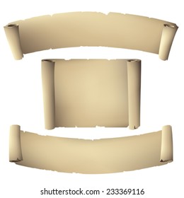 rolled old paper banners , vector drawing set