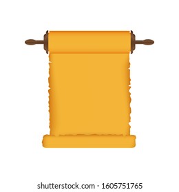 Rolled old papyrus file mockup. Realistic illustration of rolled old papyrus file. Vector illustration.