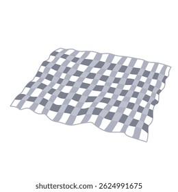 Rolled out checkered plaid isolated illustration. Picnic blanket, vector design element