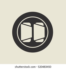 Rolled pancakes on a plate, flat lay. Vector icon.
