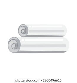 Rolled paper documents flat illustration representing blueprint archive planning and technical documentation