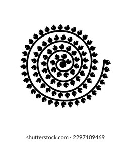 Flor de papel rodante. Plantilla de corte de papel 3d Ilustración vectorial. siluetas para la raspadura, la artesanía. Decoración casera, tarjeta de bienvenida Plantilla de corte de papel Silhouettes de color negro floral para el corte de trazos. 