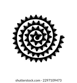 Flor de papel rodante. Plantilla de corte de papel 3d Ilustración vectorial. siluetas para la raspadura, la artesanía. Decoración casera, tarjeta de bienvenida Plantilla de corte de papel Silhouettes de color negro floral para el corte de trazos. 