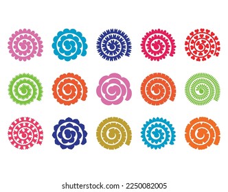 Rolled Paper Flower Templates EPS file for Cut. svg