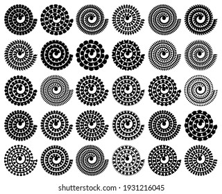 Rolled paper flower. Vector set. 3d paper cut template. Isolated on white background. For wedding design, birthday card, Mother's Day, Easter. Floral black silhouettes for plotter cutting.