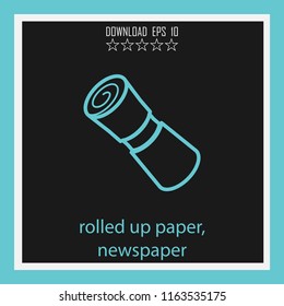 Rolled Up Paper, Newspaper  Vector Icon