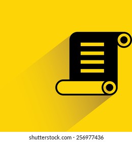 rolled paper on yellow background, flat and shadow theme