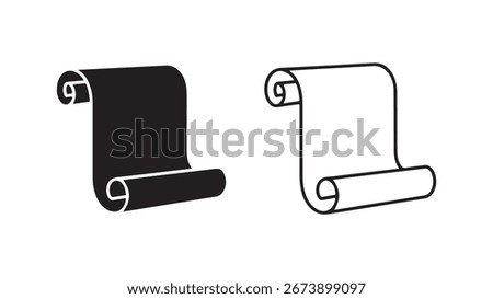Rolled paper scroll icon with transparent background