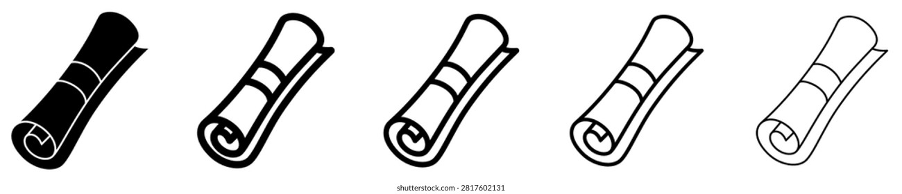 Rolled paper solid glyph icon for document concept. Vector illustration.