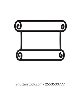 Rolled paper with text lines Icon vector design.