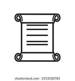 Rolled paper with text lines Icon vector design.