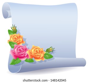 Rolled parchment and roses