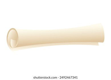 Rolled parchment scroll isolated on a white background. Ideal for antique documents, historic letters, or magical incantations. For crafting educational diplomas or certificates with an ancient touch.