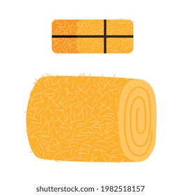 Rolled and Pressed Dry Hay as Crop Harvesting Vector Illustration