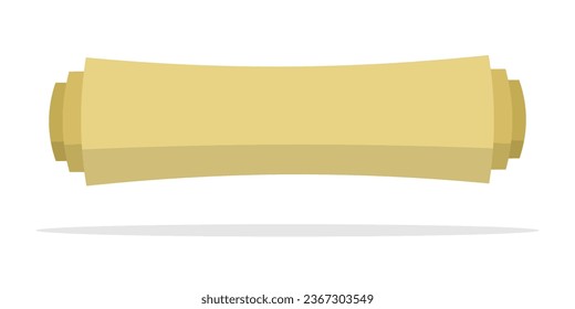 Rolled up scroll of old yellow paper icon isolated on white background.