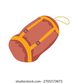 Rolled sleeping bag flat illustration. Camping gear concept. Modern vector design. Scalable vector illustration with simple shapes for outdoor adventure.