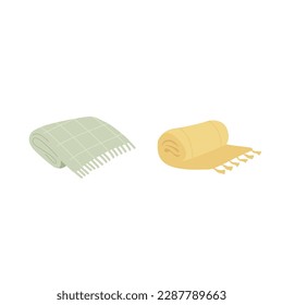 Rolled up soft cozy Blankets. Cute flat blanket. Vector