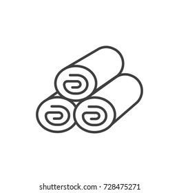 Rolled Up Spa Towels Line Icon.