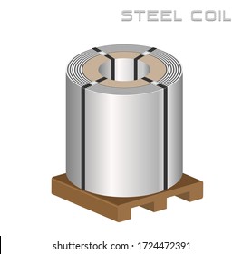 Rolled Steel Coil, Eye-up Mother Coil, Plate Metal Sheet Industry, 3D Icon Vector