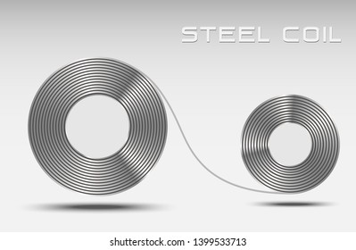 Rolled steel coil straps, Steel plate metal sheet industry, side view flat icon vector
